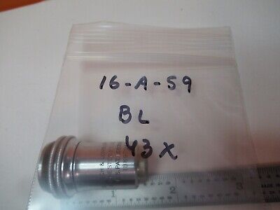 BAUSCH LOMB VINTAGE OBJECTIVE 43X OPTICS MICROSCOPE PART AS PICTURED &16-A-59