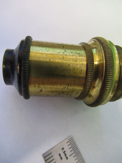 ANTIQUE BRASS OBJECTIVE LENS OPTIC UK LONDON MICROSCOPE PART AS PICTURED Y3-B-07