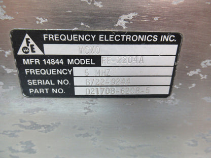 FEI QUARTZ OSCILLATOR FE2204A FREQUENCY STANDARD FEI 5 MHz AS PICTURED 6V-FT-78