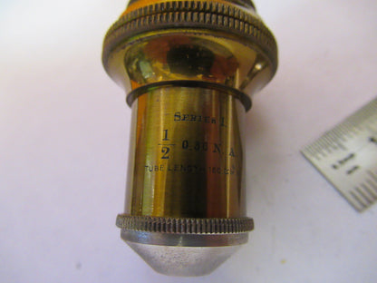 ANTIQUE BAUSCH LOMB BRASS OBJECTIVE 1/2in MICROSCOPE PART AS PICTURED Y1-A-53