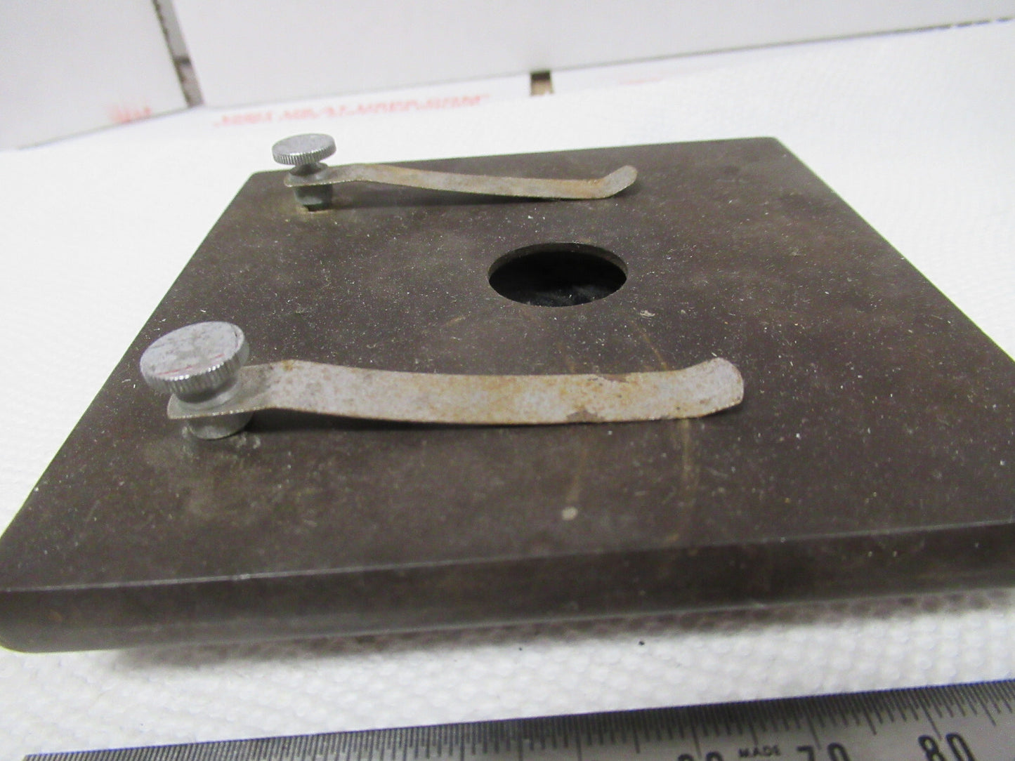 ANTIKES BAUSCH LOMB OLD STAGE TABLE ETUI MIKROSKOPTEIL WIE ABGEBILDET &amp;W1-A-101 