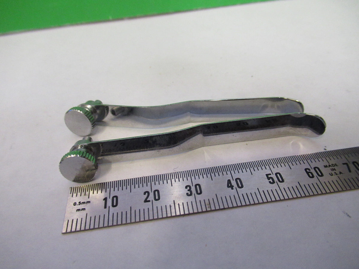 CARL ZEISS PAIR OF CLIPS STAGE MICROSCOPE PART AS PICTURED S1-B-74