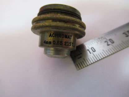 ANTIQUE BRASS BAUSCH LOMB 4mm OBJECTIVE LENS MICROSCOPE PART AS PICTURED T5-A-32