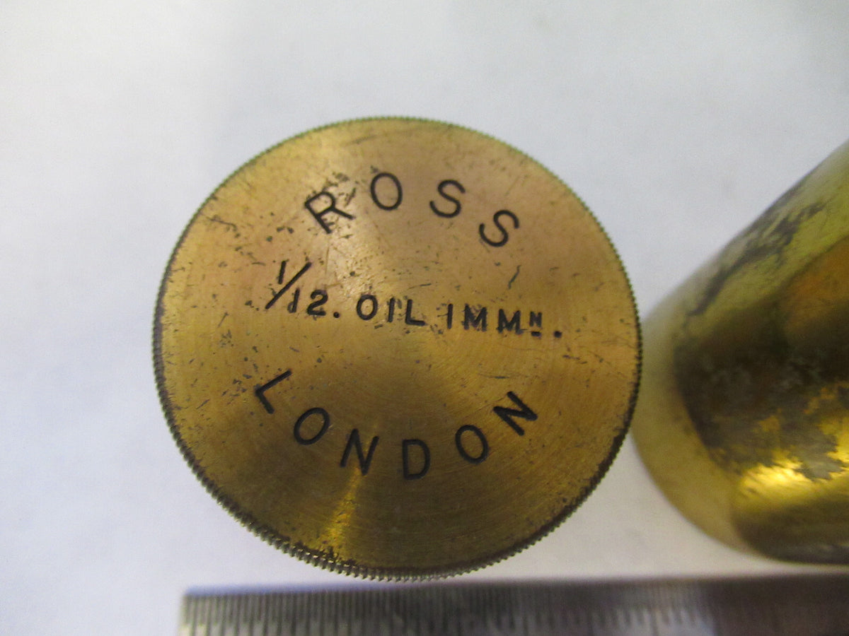 ROSS LONDON EMPTY CANISTER ANTIQUE BRASS OBJECTIVE MICROSCOPE AS PIC S1-B-71