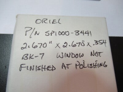 Optical Oriel BK7 Glass Unfinished Plate Optics