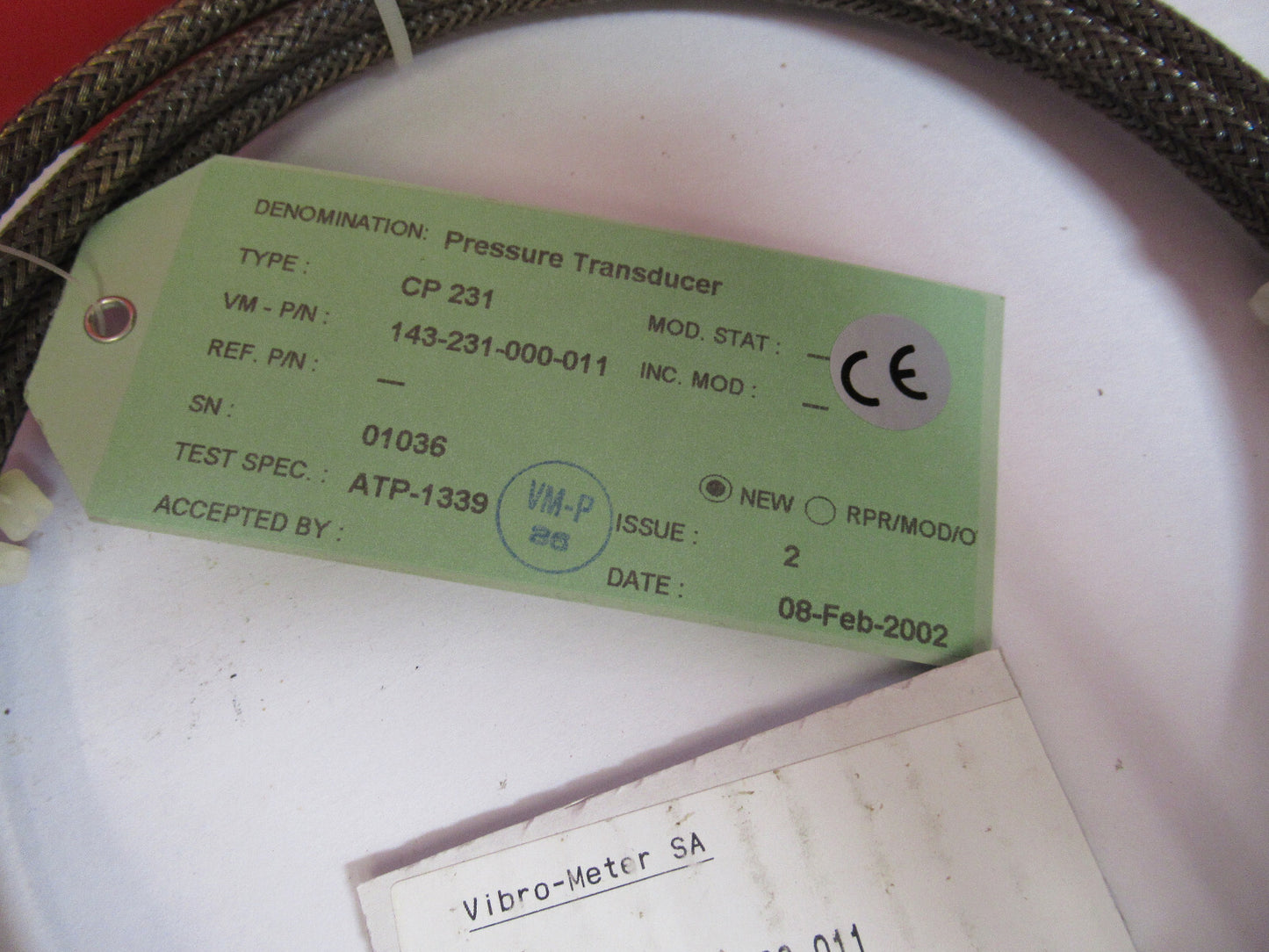 MEGGITT VIBRO-METER CP231 HIGH TEMP PIEZO PRESSURE SENSOR AS PICTURED Y5-A-33