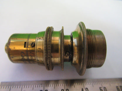 ANTIQUE BRASS OBJECTIVE LENS OPTIC UK LONDON MICROSCOPE PART AS PICTURED Y3-B-05