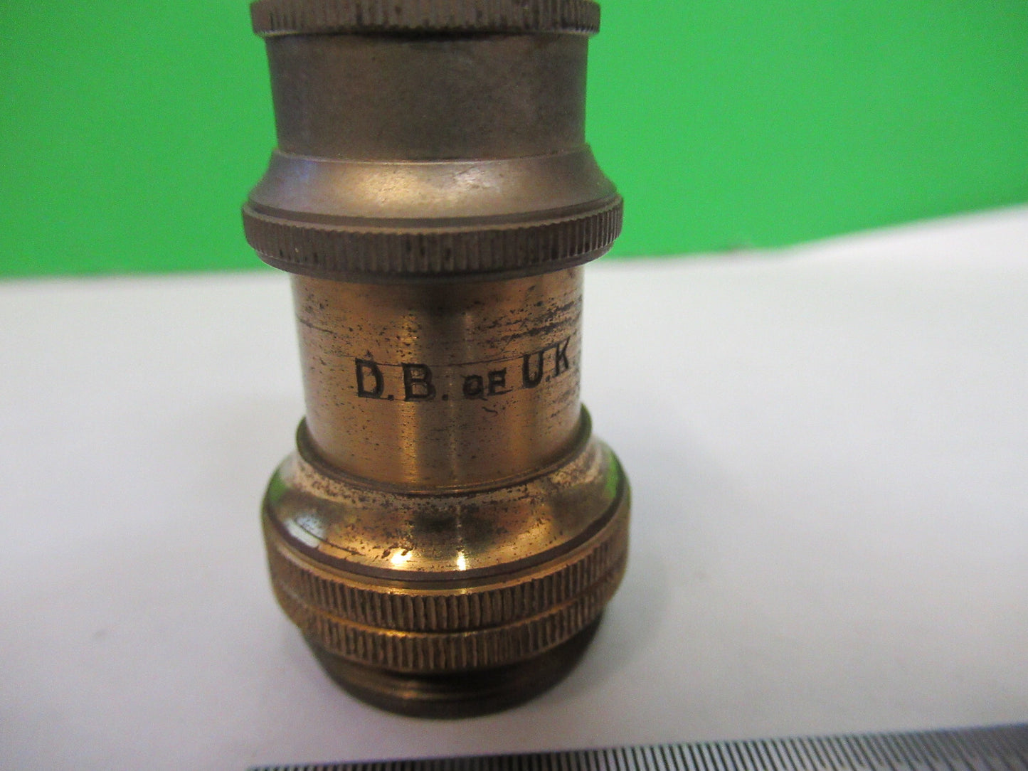 DB of UK ANTIQUE BRASS OBJECTIVE MICROSCOPE PART AS PICTURED X6-A-92