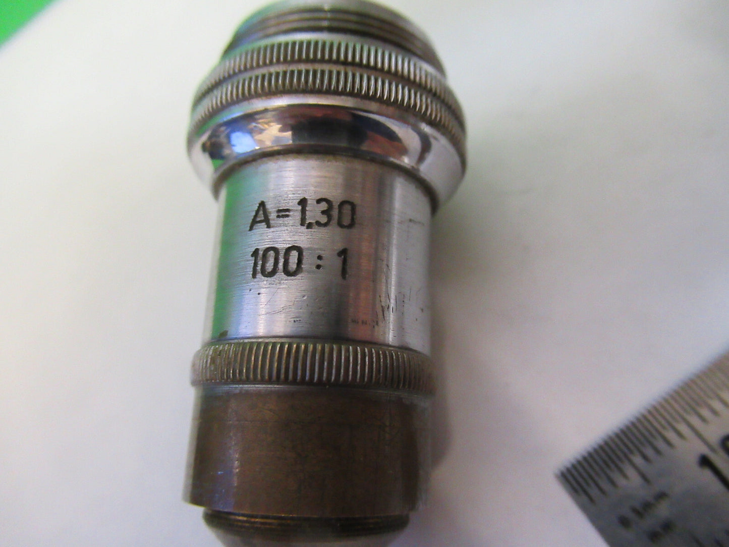 LEITZ GERMANY ANTIQUE BRASS OBJECTIVE MICROSCOPE PART OPTICS AS PICTURED X6-A-89