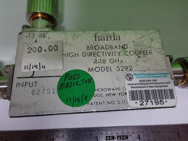 Narda Broadband Directional Coupler 18 GHz Frequency RF Microwave
