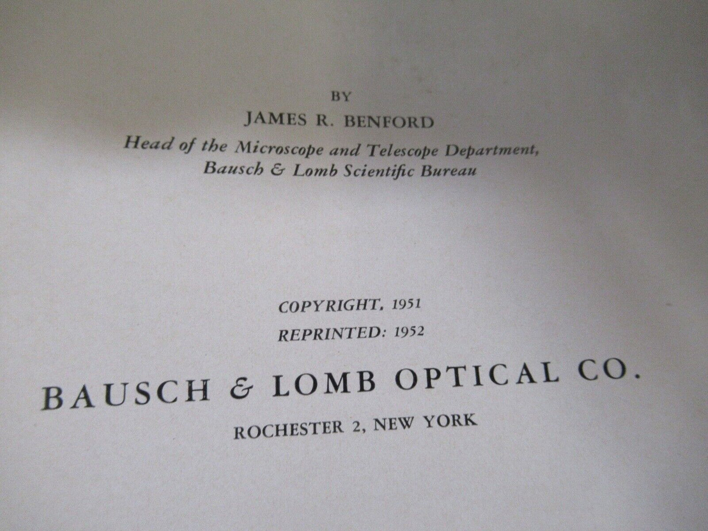 ANTIQUE BAUSCH LOMB 1952 manual theory MICROSCOPE PART AS PICTURED 7-ft-04