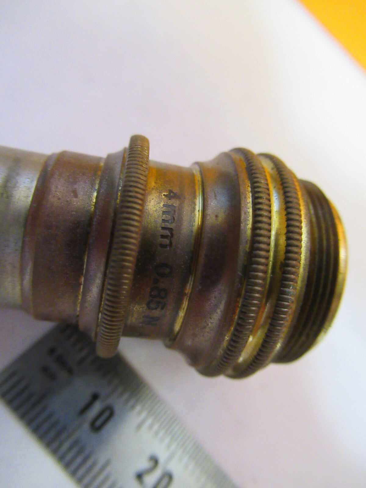 ANTIQUE BRASS BAUSCH LOMB OBJECTIVE 4mm MICROSCOPE PART AS PICTURED Y3-A-45