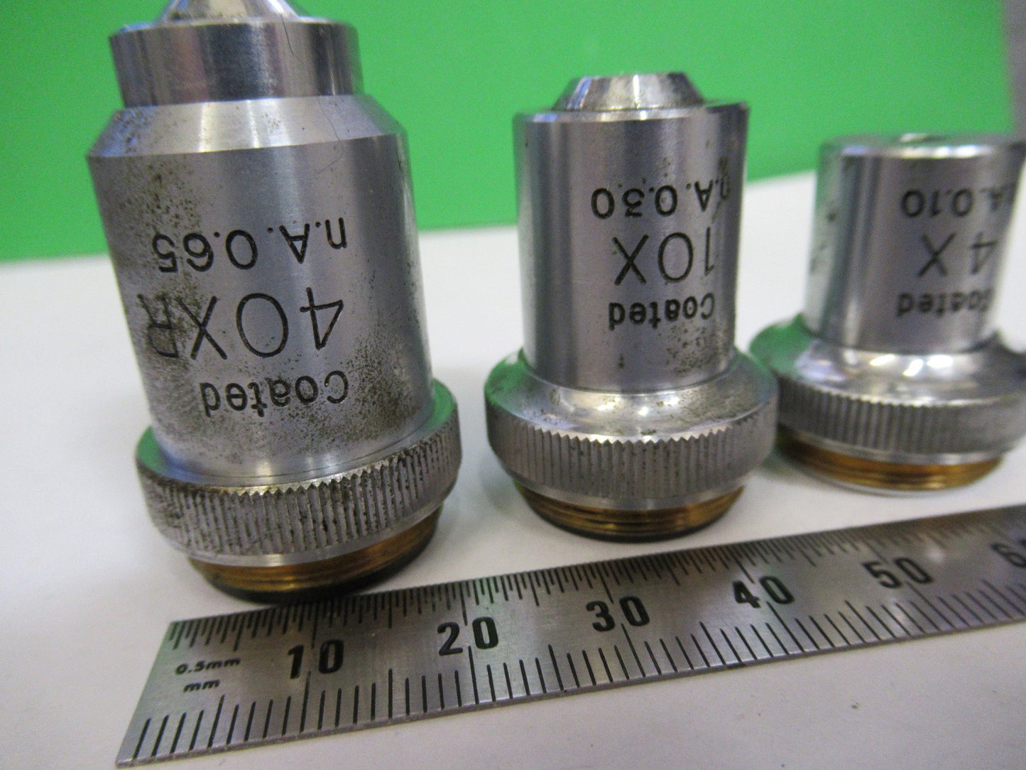 LOT UNITRON OBJECTIVES 4X 10X 40X OPTICS MICROSCOPE PART AS PICTURED  V3-A-58