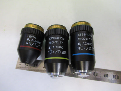LEICA LOT 40X 10X 4X MICROSCOPE PART OBJECTIVE AS PICTURED X9-B-67