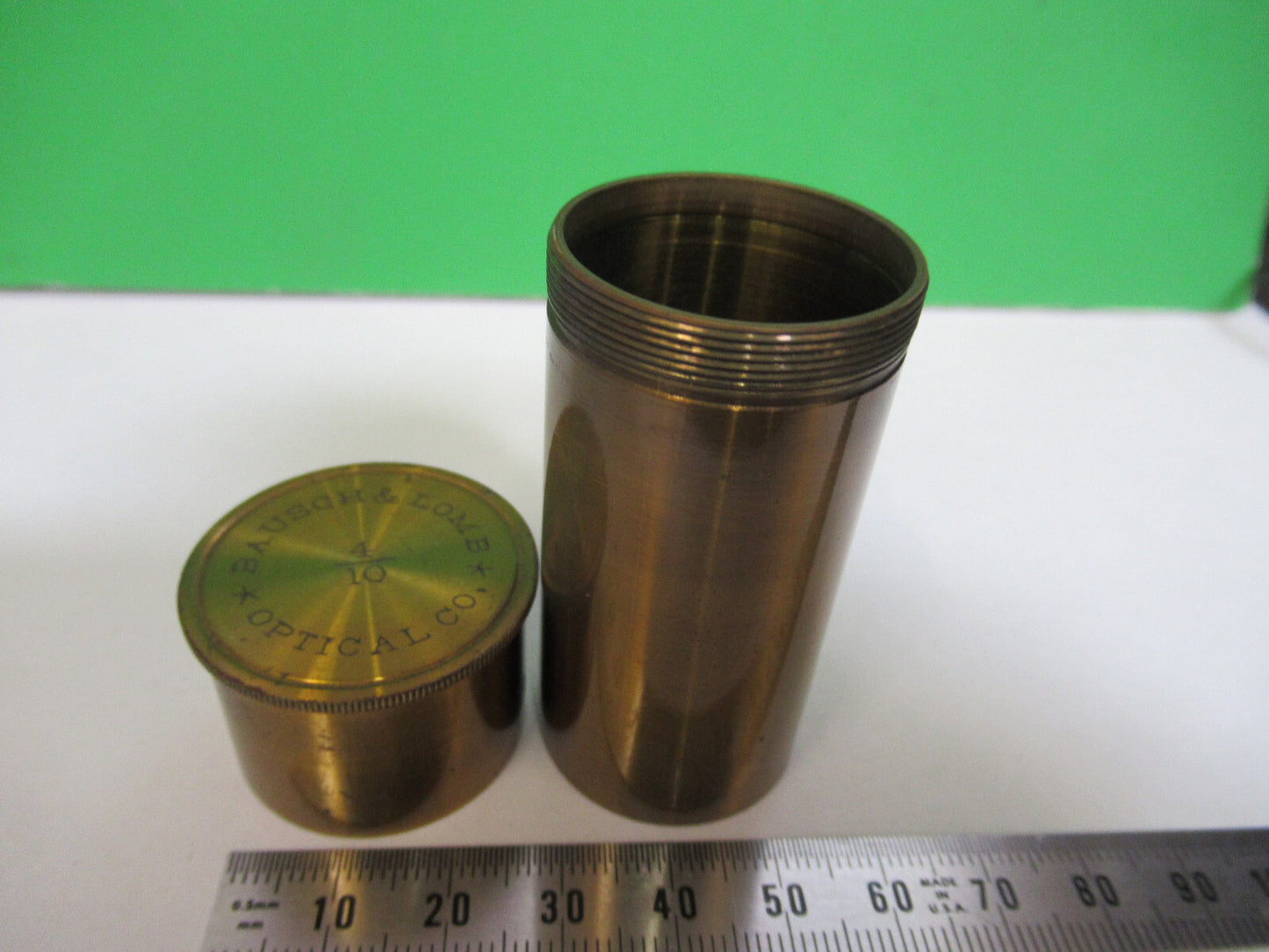 MICROSCOPE PART BAUSCH LOMB ANTIQUE OBJECTIVE CANISTER 4/10 RARE !!! &H3-A-11