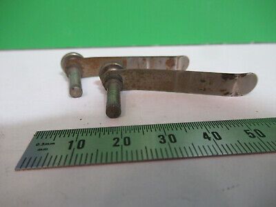 pair clips for ANTIQUE ERNST LEITZ MICROSCOPE PART AS PICTURED &Q9-A-26