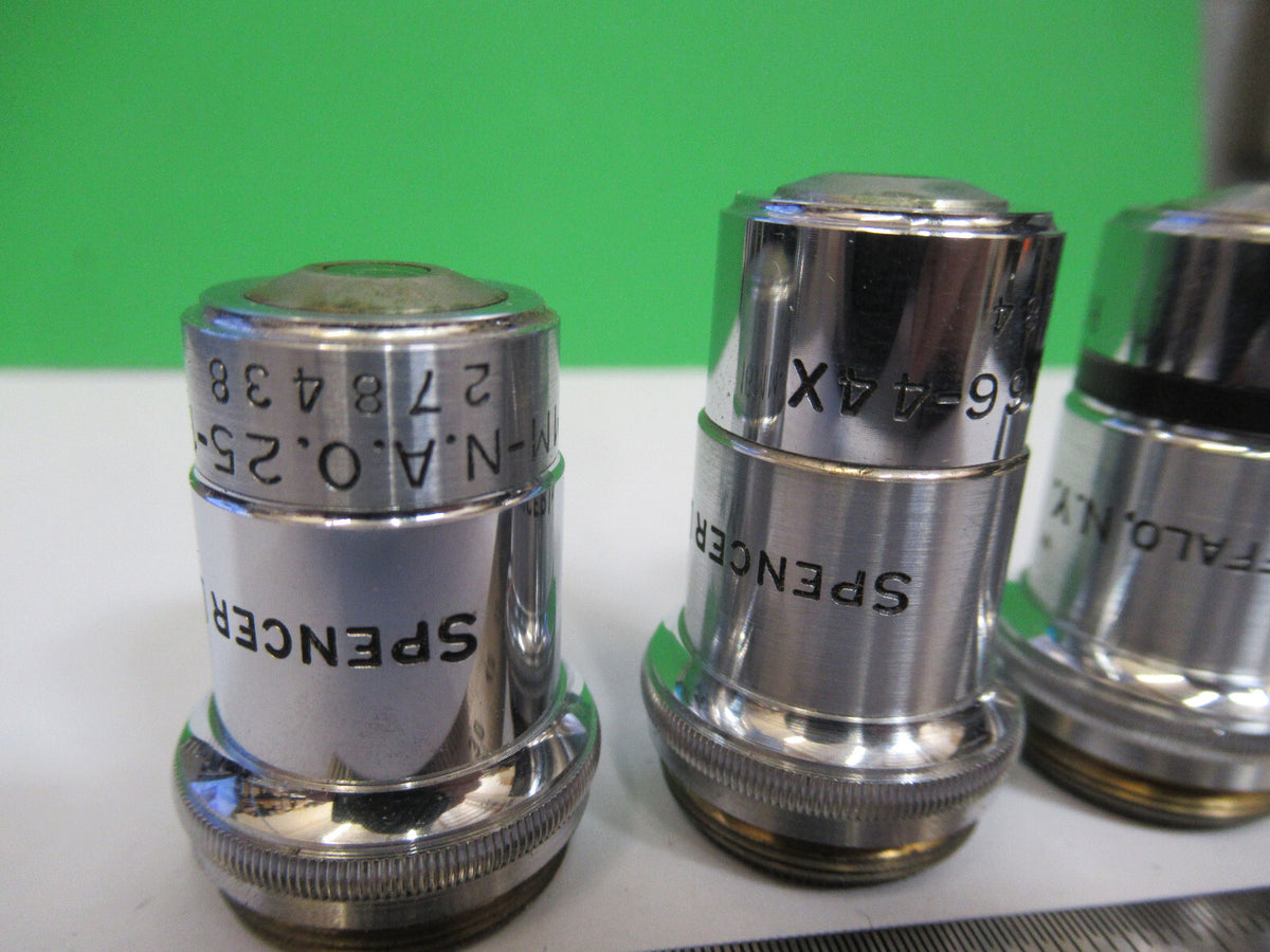 LOT 3 ea OBJECTIVES SPENCER AO MICROSCOPE PART AS PICTURED &R4-A-47