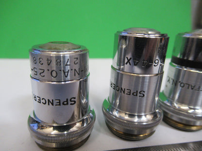 LOT 3 ea OBJECTIVES SPENCER AO MICROSCOPE PART AS PICTURED &R4-A-47