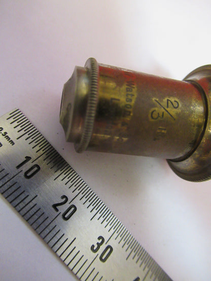ANTIQUE BRASS WATSON LONDON 2/3 OBJECTIVE MICROSCOPE AS PICTURED &F8-A-73