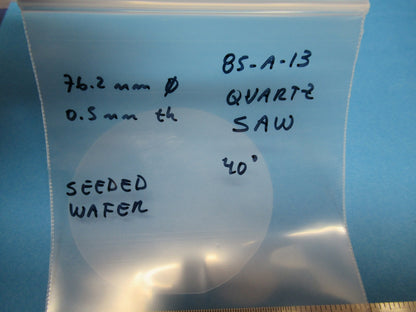 EIN WAFER QUARZKRISTALL HOFFMAN SÄGE OBERFLÄCHE AKUSTISCHE WELLE Y 40 GRAD S #85-A-13