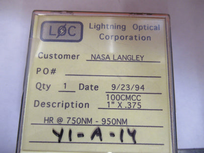 OPTICAL ex-NASA COATED LENS PRO LASER OPTICS AS PICTURED Y1-A-14