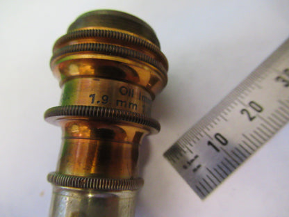 ANTIQUE BAUSCH LOMB BRASS OBJECTIVE 1.9mm MICROSCOPE PART AS PICTURED S1-B-20