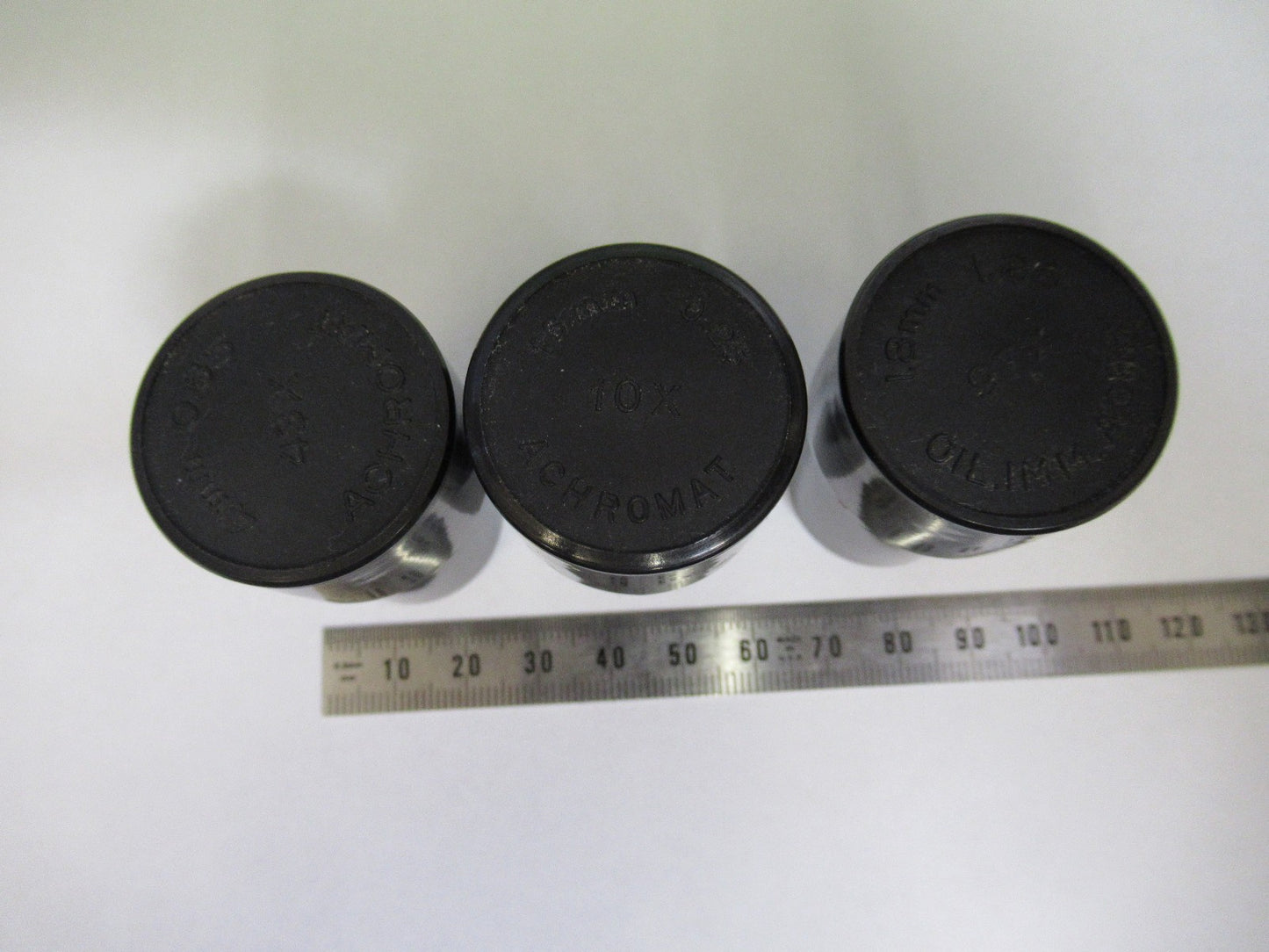 ANTIQUE BAUSCH LOMB LOT PLASTIC EMPTY OBJECTIVE CANS MICROSCOPE PART U9-A-07