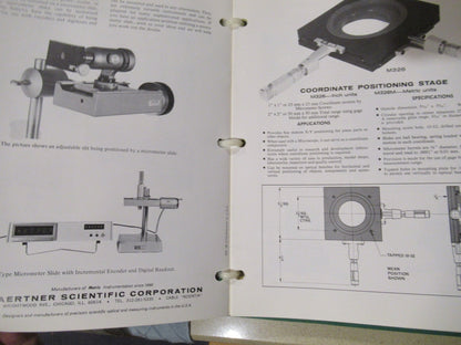 GAERTNER 1977 CATALOG PRICE LIST BROCHURES MICROSCOPE PART AS PICTURED Biblio