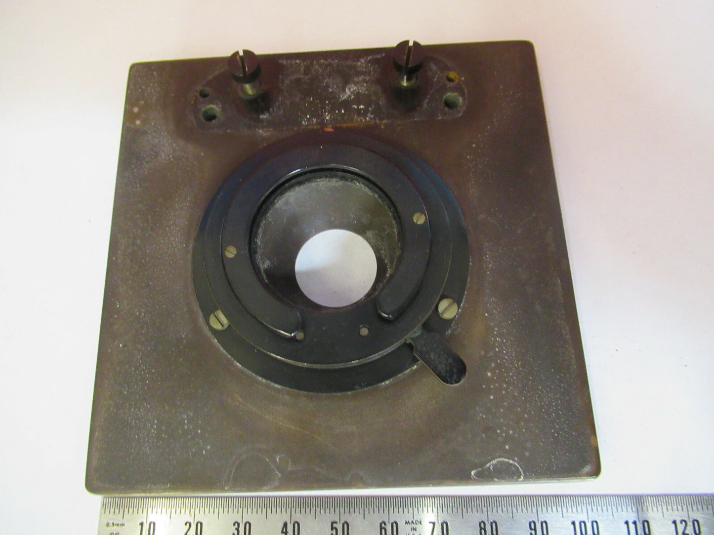 ANTIQUE BAUSCH LOMB OLD STAGE TABLE CASE MICROSCOPE PART AS PICTURED &Q3-B-35