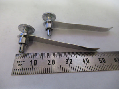 OLYMPUS JAPAN  PAIR OF CLIPS STAGE MICROSCOPE PART AS PICTURED G7-A-71