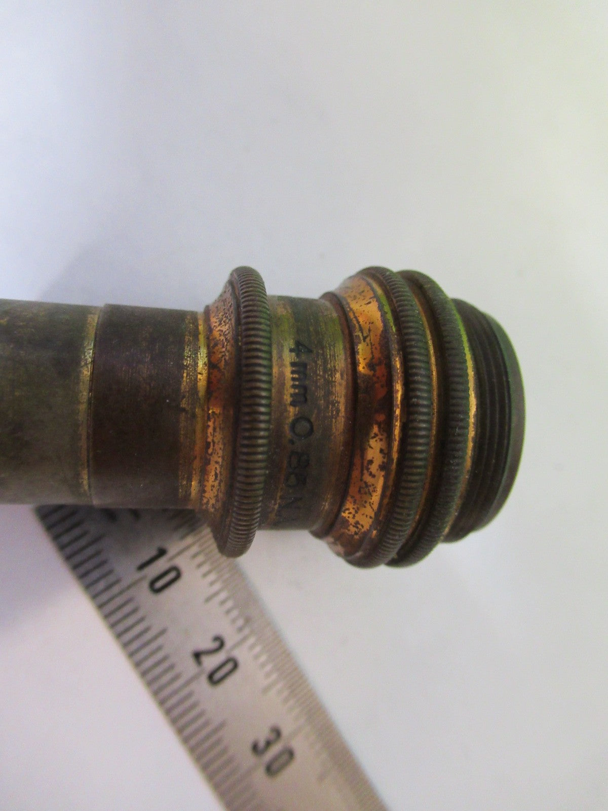 ANTIQUE BRASS BAUSCH LOMB OBJECTIVE 4mm LENS MICROSCOPE PART AS PICTURED X3-B-95