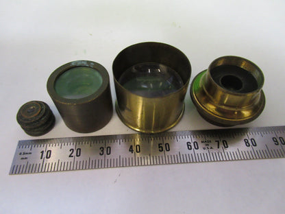 Antique Brass Henry Crouch UK Lot Lens Mounted Microscope Part AS Pic