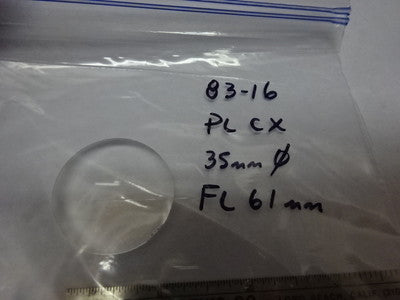 Optical Lens PlanO Convex Pl Cx Diameter 35 mm Fl 61 mm Optics