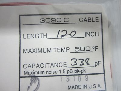 MEGGITT ENDEVCO ACCELEROMETER CABLE 3090C 500F VIBRATION SENSOR AS IS BIN#R7
