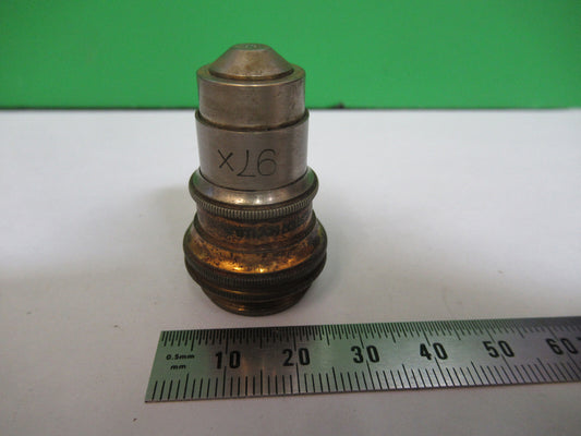 Antique Brass Bausch & Lomb Objective 97X Microscope Part