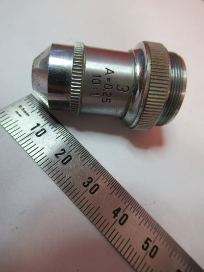 ERNST LEITZ GERMANY "3" 10X OBJECTIVE OPTICS MICROSCOPE PART AS PICTURED T9-A-41