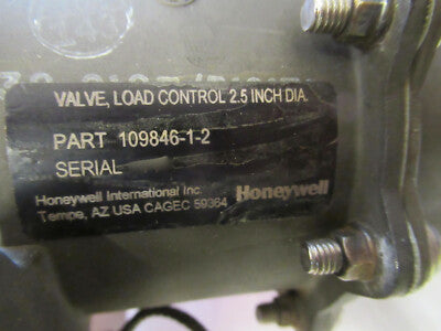 HONEYWELL VALVE LOAD CONTROL AH-64 AIRCRAFT 109846-1-2 UNTESTED AS PIC &29-A-50