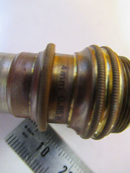 ANTIQUE BRASS BAUSCH LOMB OBJECTIVE 4mm MICROSCOPE PART AS PICTURED Y3-A-45