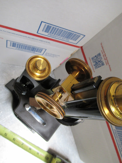 FOR PARTS OR REPAIR ANTIQUE MICROSCOPE BAUSCH LOMB + OBJECTIVES circa 1890 LOB
