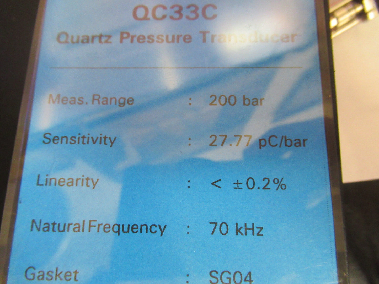 Avl Piezocryst Quartz QC33C Cooled Piezo Pressure Sensor