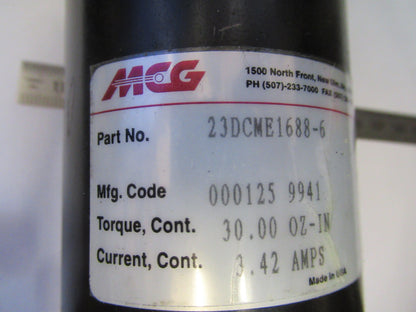 MCG DC MOTOR 23DCMG16688-6 STEP TORQUE MECHATRONICS AS PICTURED H2-A-57