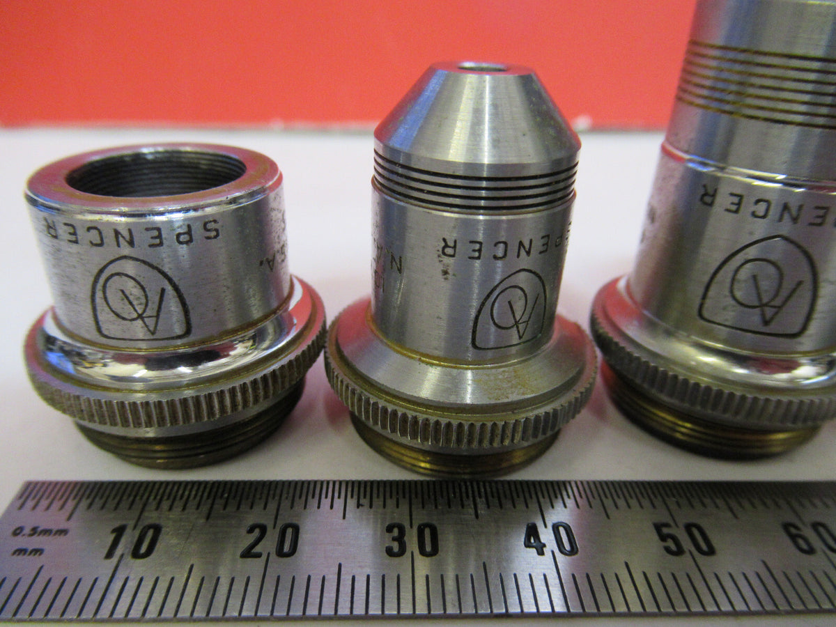 LOT AO AMERICAN SPENCER OBJECTIVES OPTICS MICROSCOPE PART AS PICTURED S4-B-77