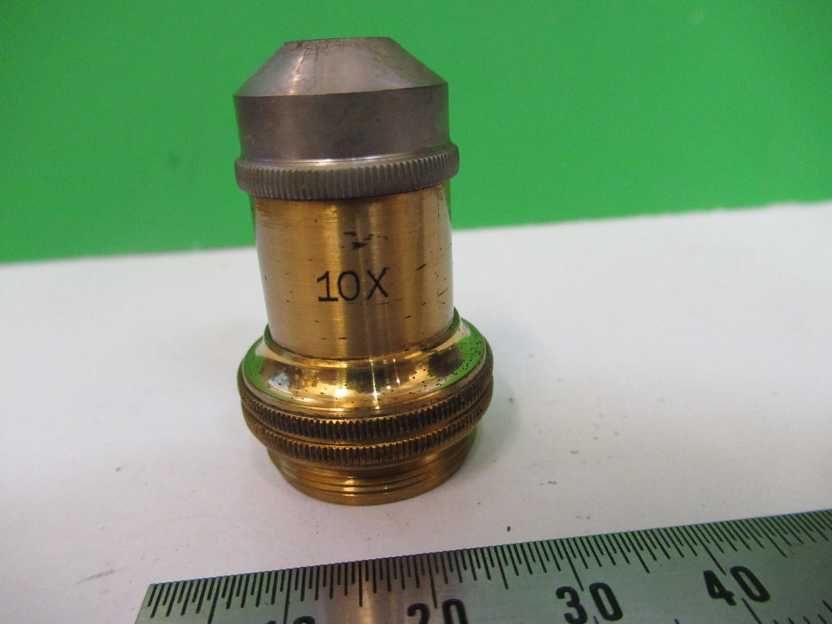 ANTIQUE LEITZ GERMANY OBJECTIVE 10X LENS "3" MICROSCOPE PART AS PICTURED X5-A-30