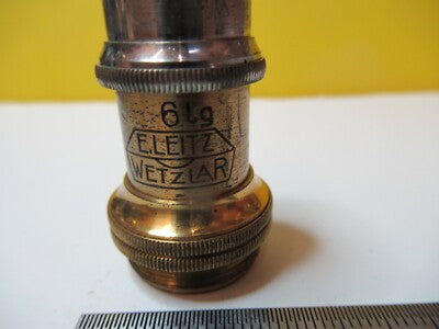 ANTIQUE OBJECTIVE BRASS LEITZ 6lg OPTICS MICROSCOPE PART AS PICTURED &14-C-24