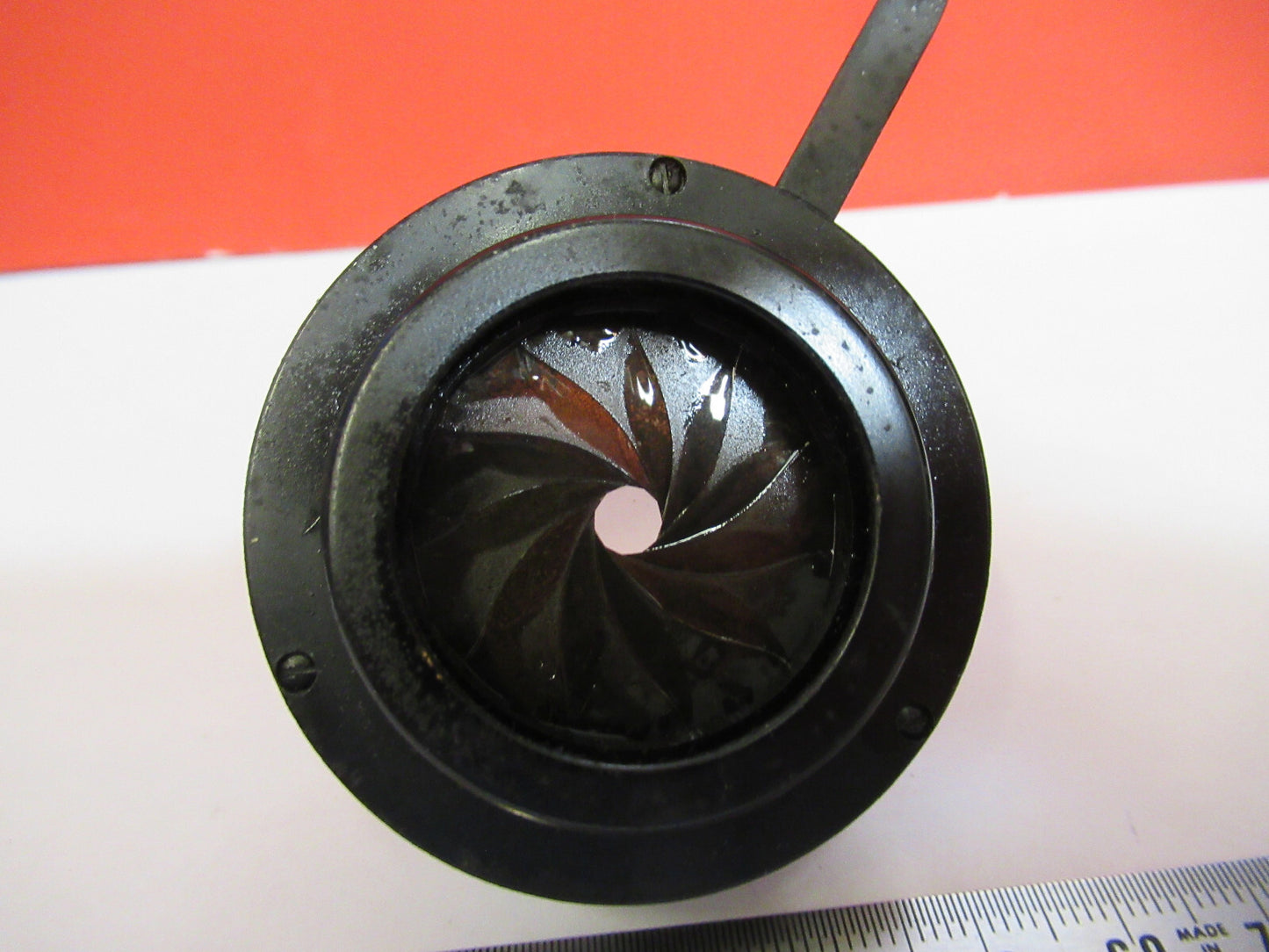 AO SPENCER ANTIQUE CONDENSER + IRIS OPTICS MICROSCOPE PART AS PICTURED T7-A-27