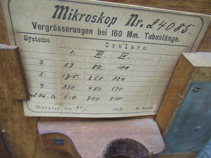 EMPTY WOOD CABINET for ANTIQUE ERNST LEITZ 1893 MICROSCOPE PART AS PICTURED &TB5