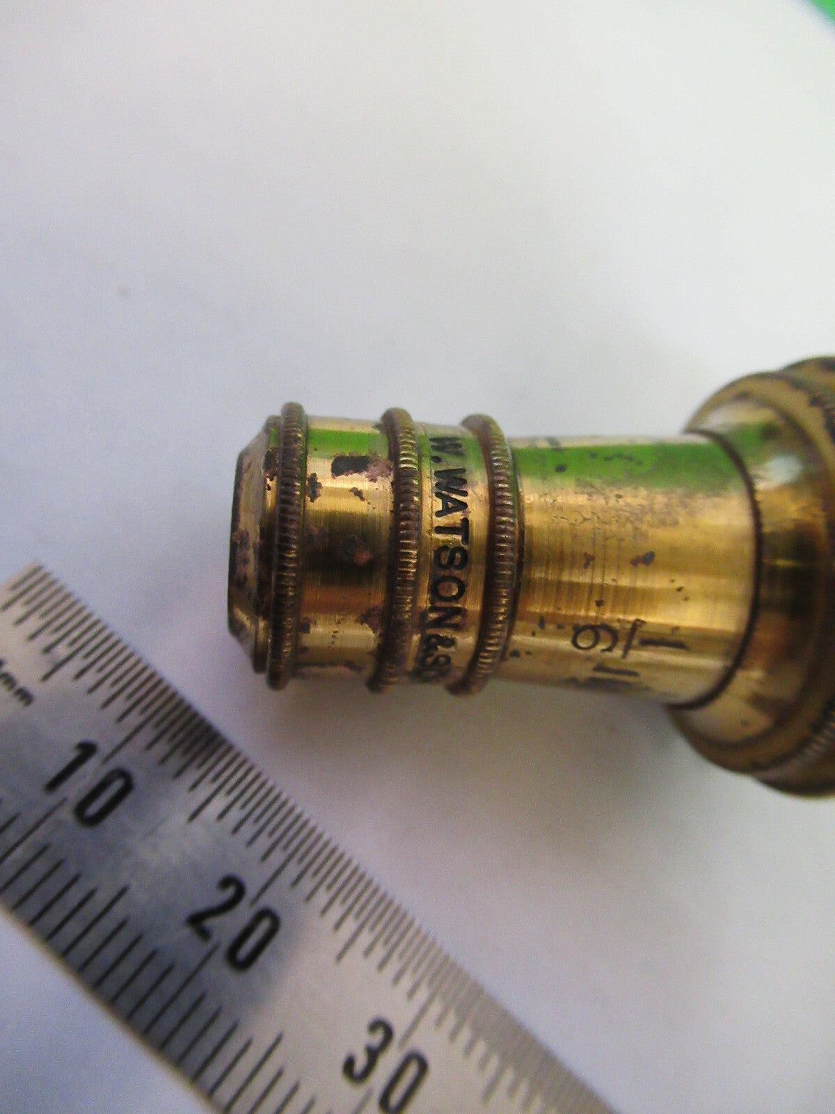WATSON LONDON ANTIQUE BRASS OBJECTIVE MICROSCOPE PART OPTICS AS PICTURED X6-A-85