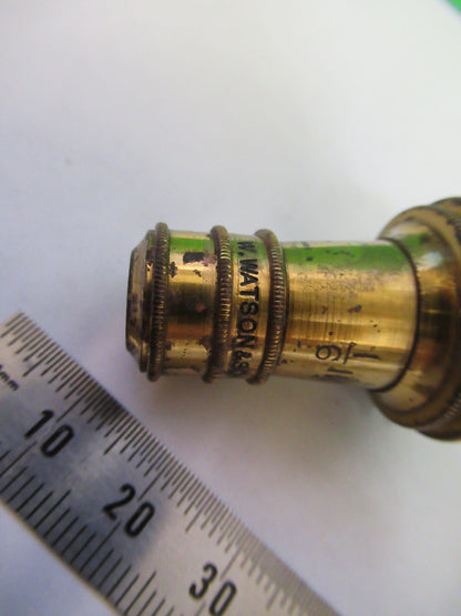 WATSON LONDON ANTIQUE BRASS OBJECTIVE MICROSCOPE PART OPTICS AS PICTURED X6-A-85