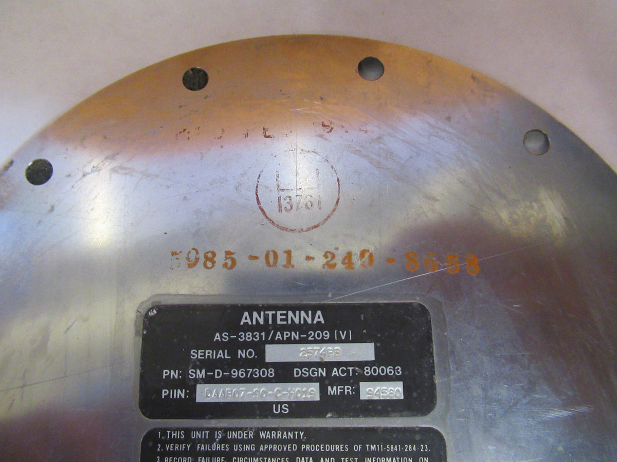 ANTENNA UH-60 AS-3831 APN-209(v) NSN 5985-01-246-8668 AIRCRAFT PART Q9-FT-98