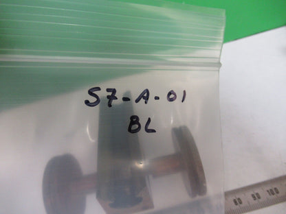 ANTIQUE BAUSCH LOMB MACRO STAGE KNOBS BRASS MICROSCOPE PART AS PICTURED S7-A-01